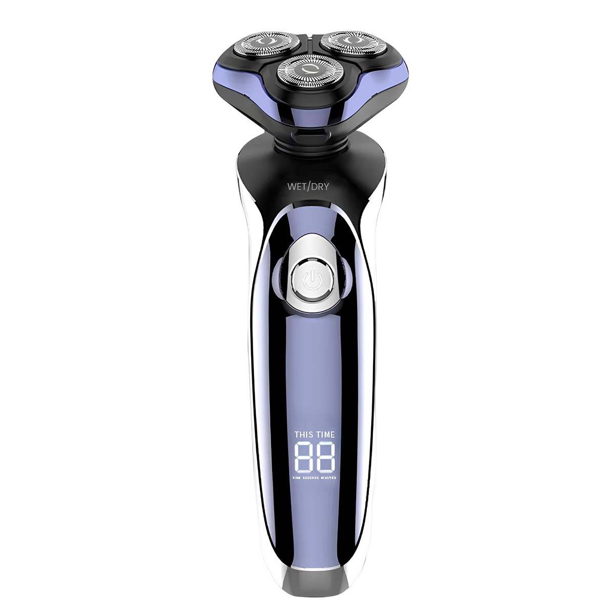 Rasoir Électrique Rechargeable avec Double Anneau Rotatif Usage à Sec ou Humide-0