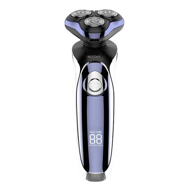 Rasoir Électrique Rechargeable avec Double Anneau Rotatif Usage à Sec ou Humide