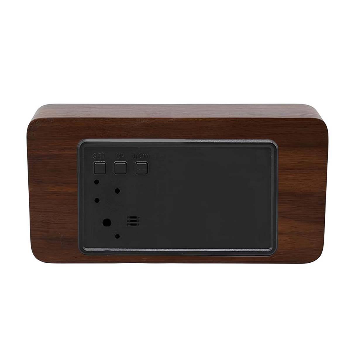 Horloge LED Lumineux avec Affichage Date / Heure / Température Design Bois-3