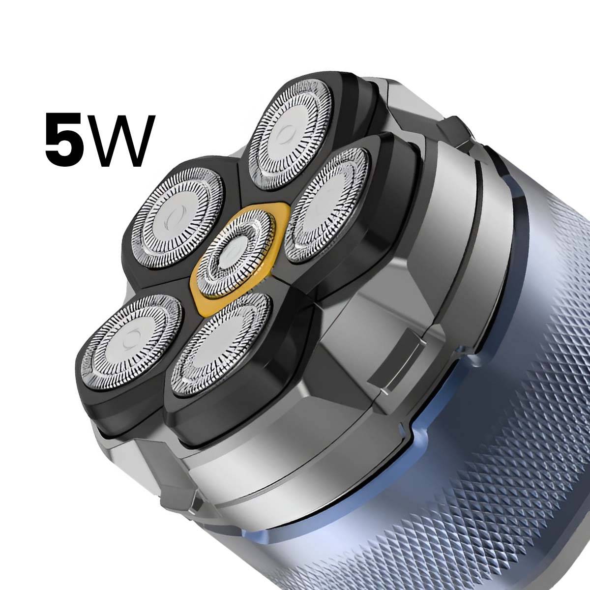 Rasoir Électrique à 6 Têtes Rotatives Rechargeable Usage à Sec ou Humide-4