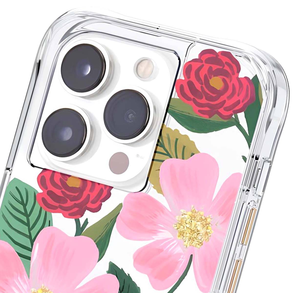 Coque pour iPhone 14 Pro Max Motif Floral Roseraie Détails Dorés Antimicrobienne-1