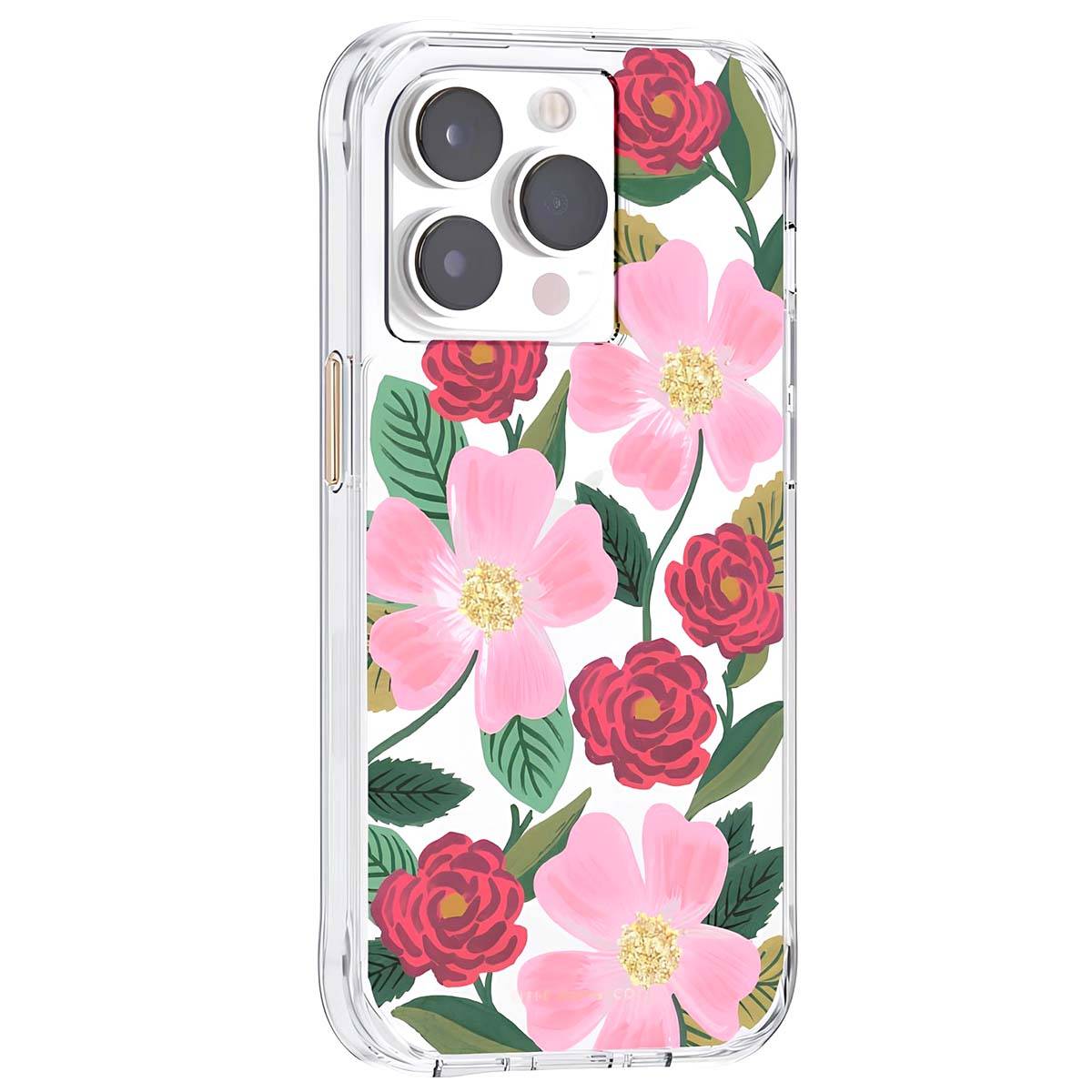 Coque pour iPhone 14 Pro Max Motif Floral Roseraie Détails Dorés Antimicrobienne-2