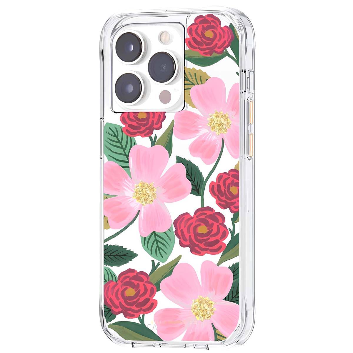 Coque pour iPhone 14 Pro Max Motif Floral Roseraie Détails Dorés Antimicrobienne-4