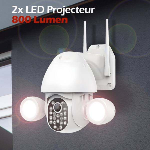 Caméra extérieure connectée Wifi Rotative 5MP 2 phares LED