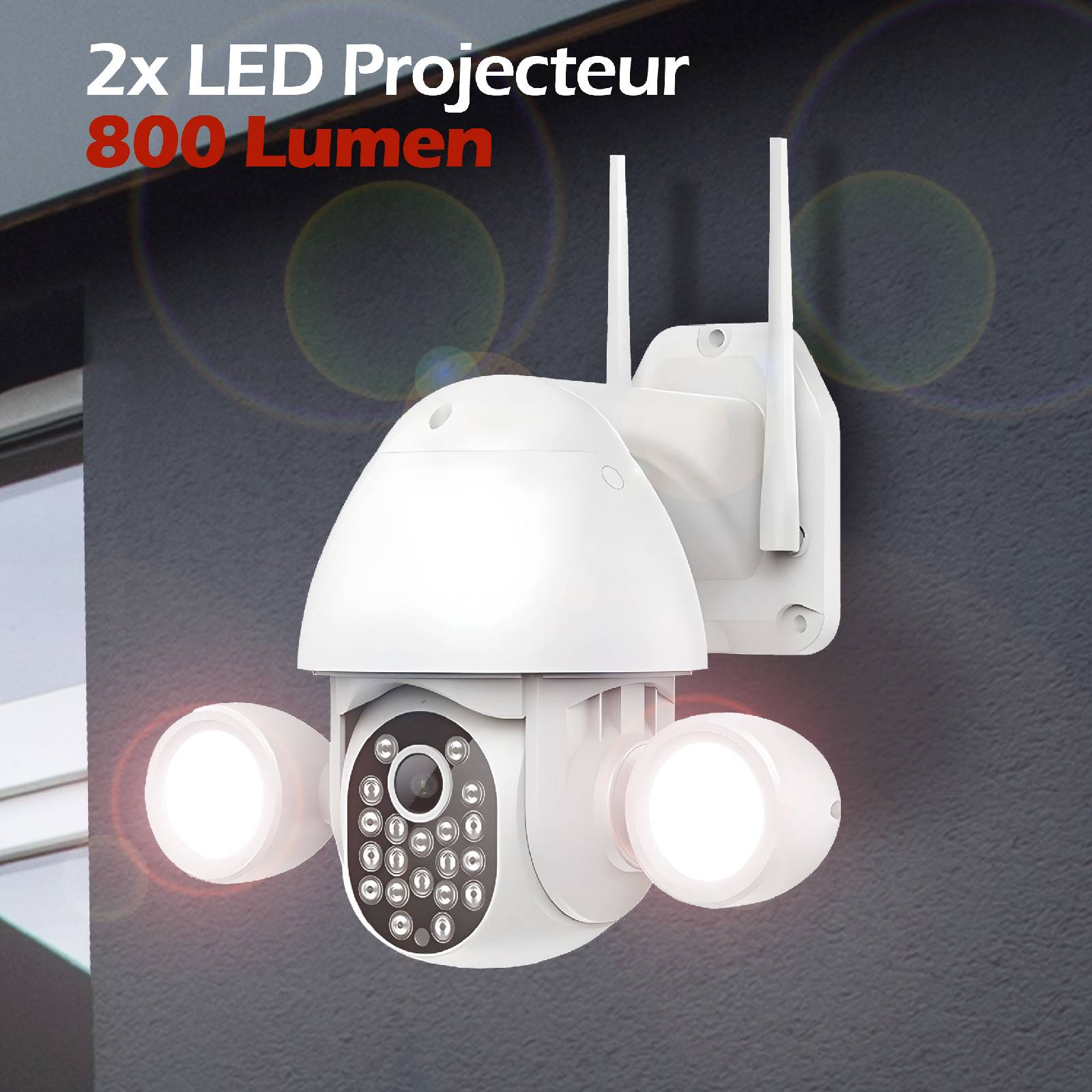 Caméra extérieure connectée Wifi Rotative 5MP 2 phares LED-0