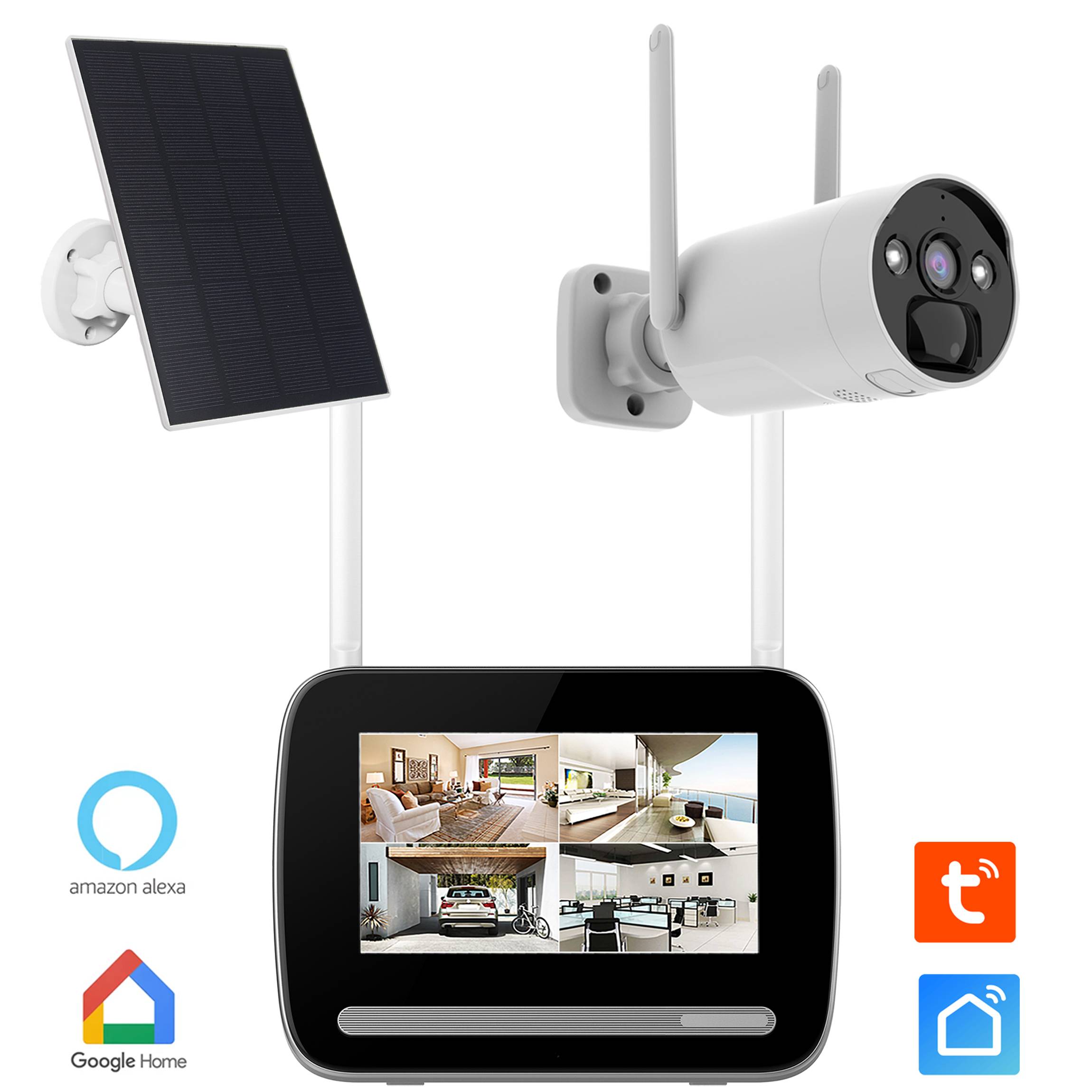 KIT écran 7″ enregistreur 4MP ULTRA HD + Caméra rechargeable + Panneau solaire-0