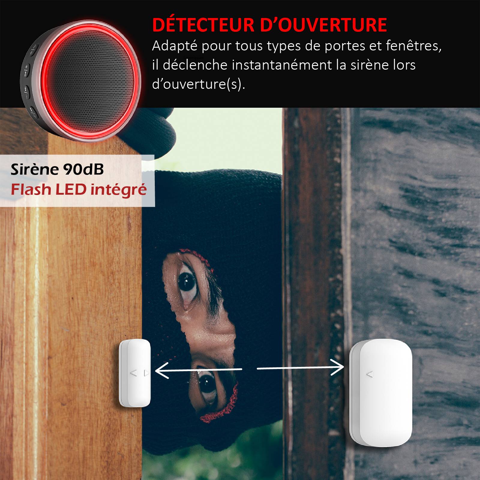 Kit Alarme Évolutif 868 Mhz connecté Wifi 2,4Ghz avec Sirène 90dB Flash LED intégré-5