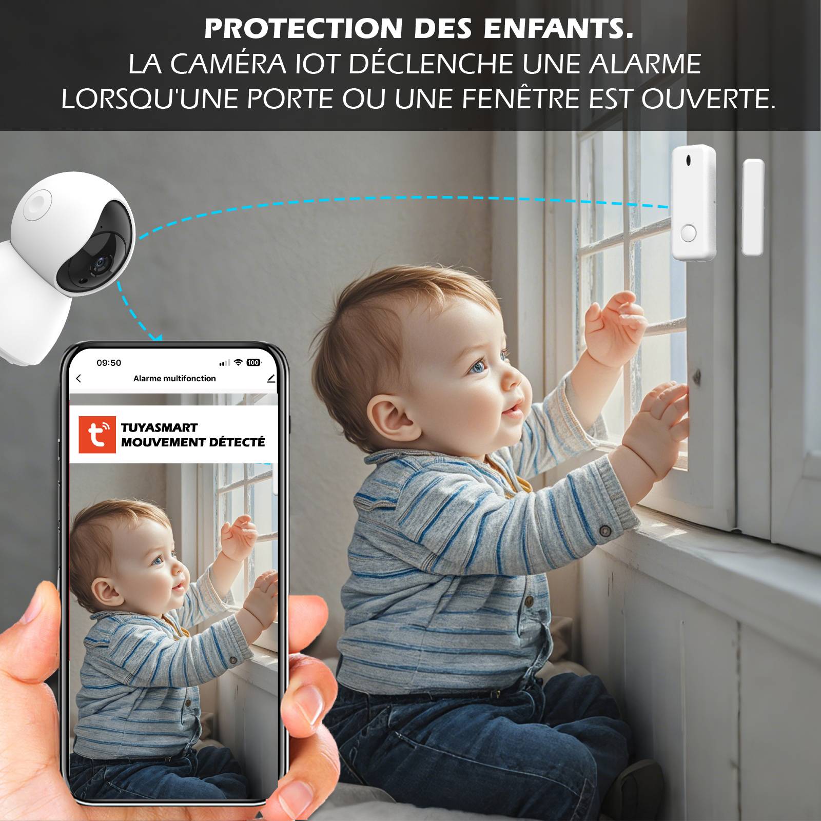 Kit d’Alarme intérieure connecté Évolutif avec Caméra IP PT 4MP avec Sirène intégrée 90 dB-6