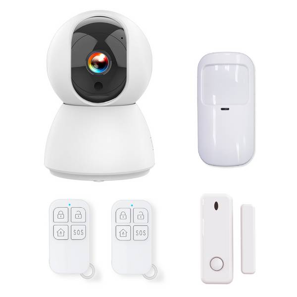 Kit d’Alarme intérieure connecté Évolutif avec Caméra IP PT 4MP avec Sirène intégrée 90 dB
