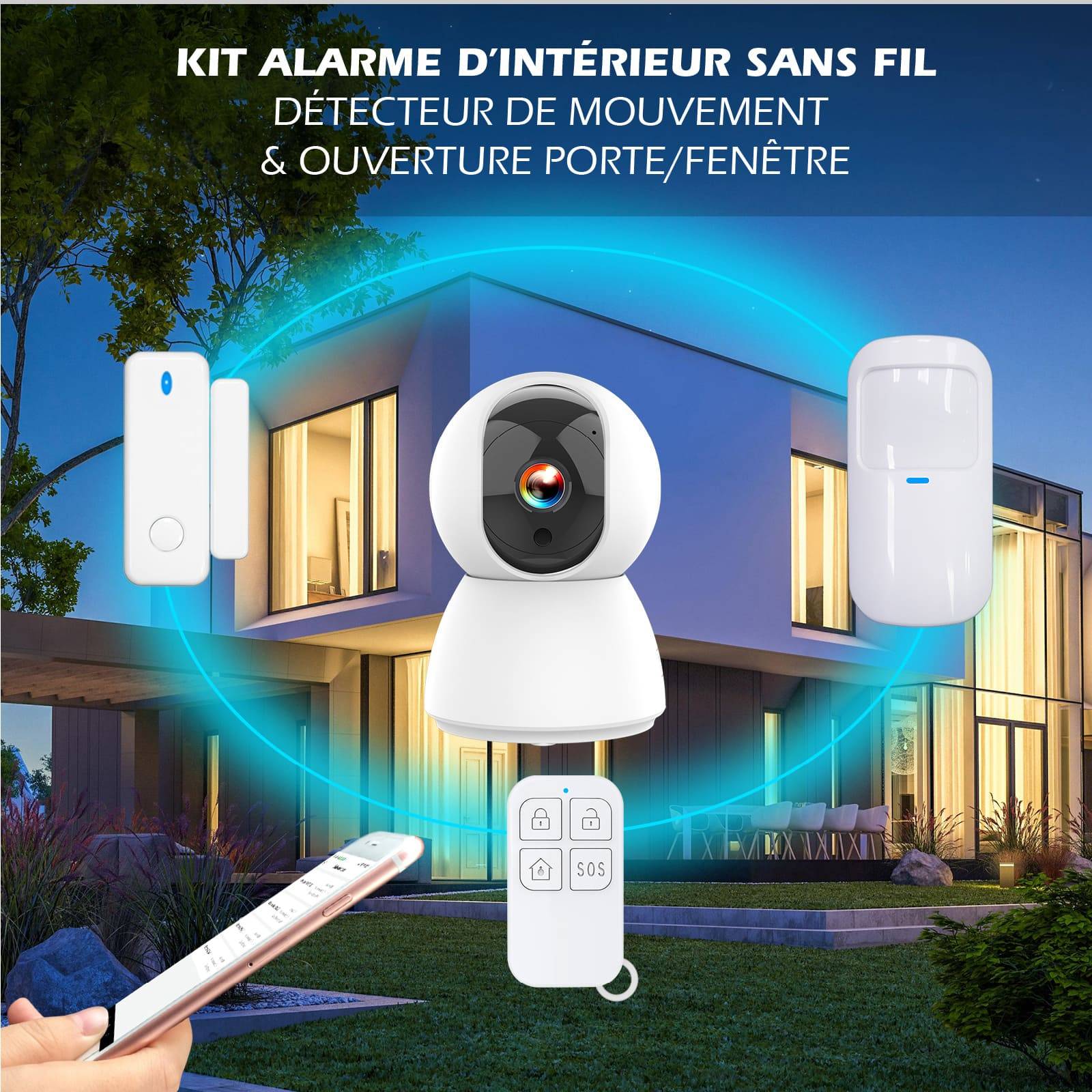 Kit d’Alarme intérieure connecté Évolutif avec Caméra IP PT 4MP avec Sirène intégrée 90 dB-2