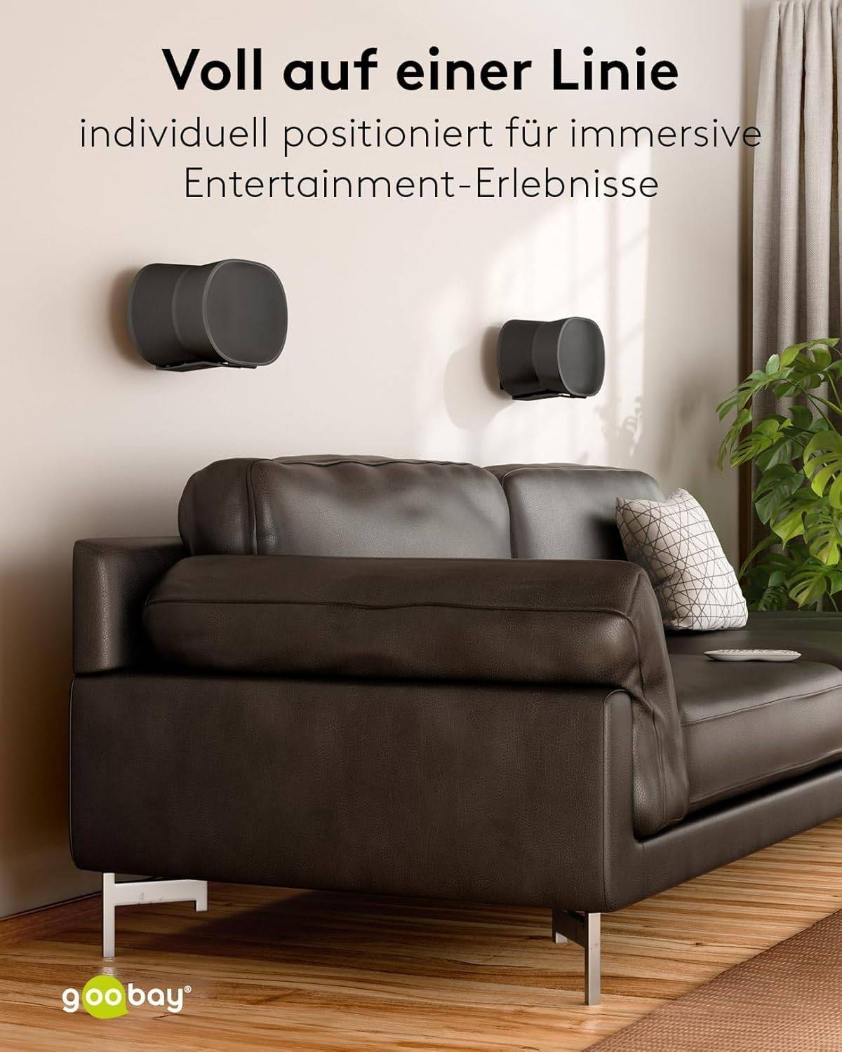 Support mural pour haut-parleur Goobay Modern Era 3 Flex, noir - 2 pièces, compatible avec le Sonos Era 300, support...-5