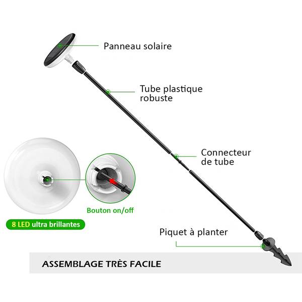 (Lot de 2) Eclairages LED 35 lm Solaire à planter Idéal illumination de composition florale-2