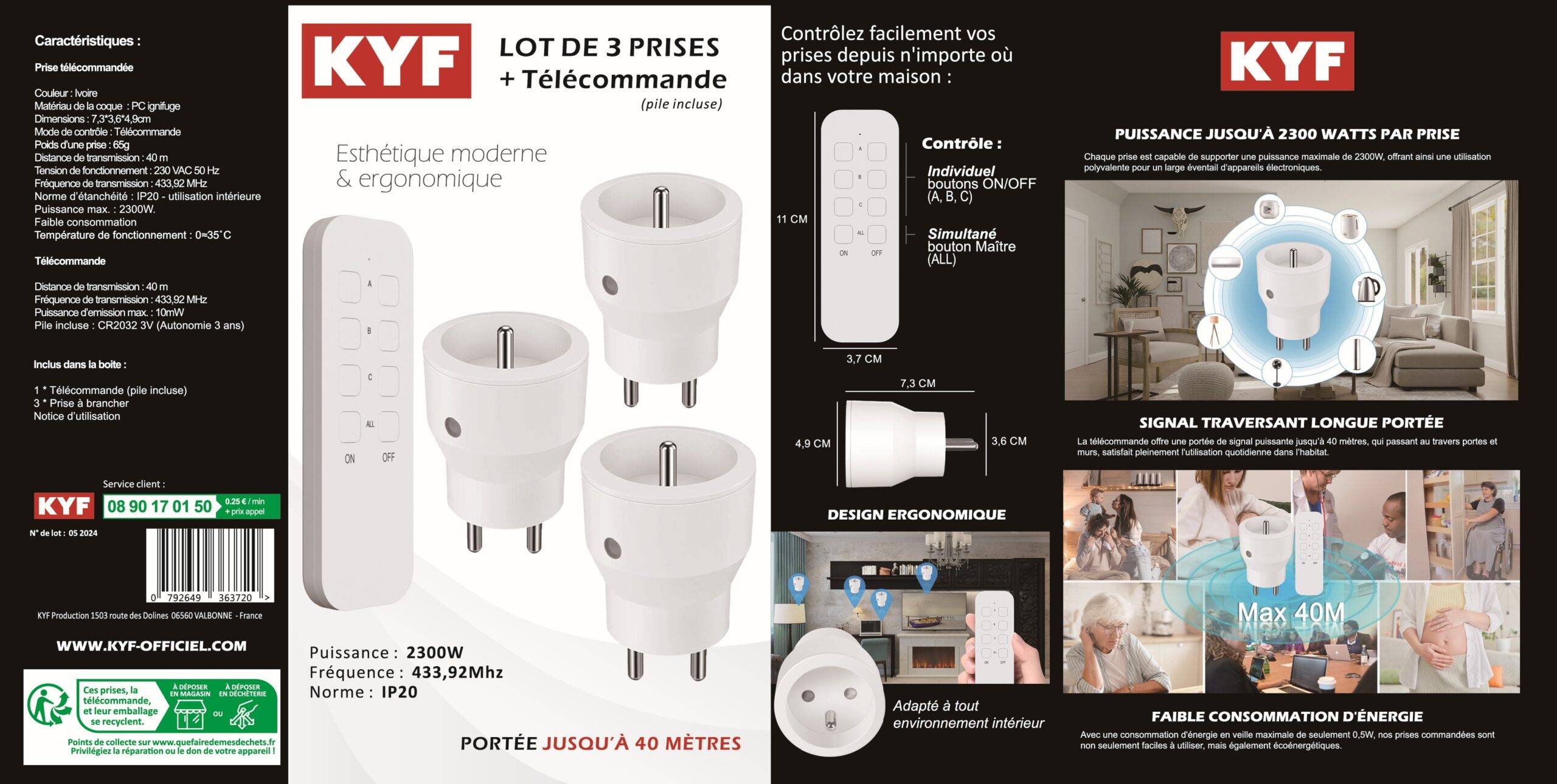 Lot de prise 2300W télécommandée intérieure-0