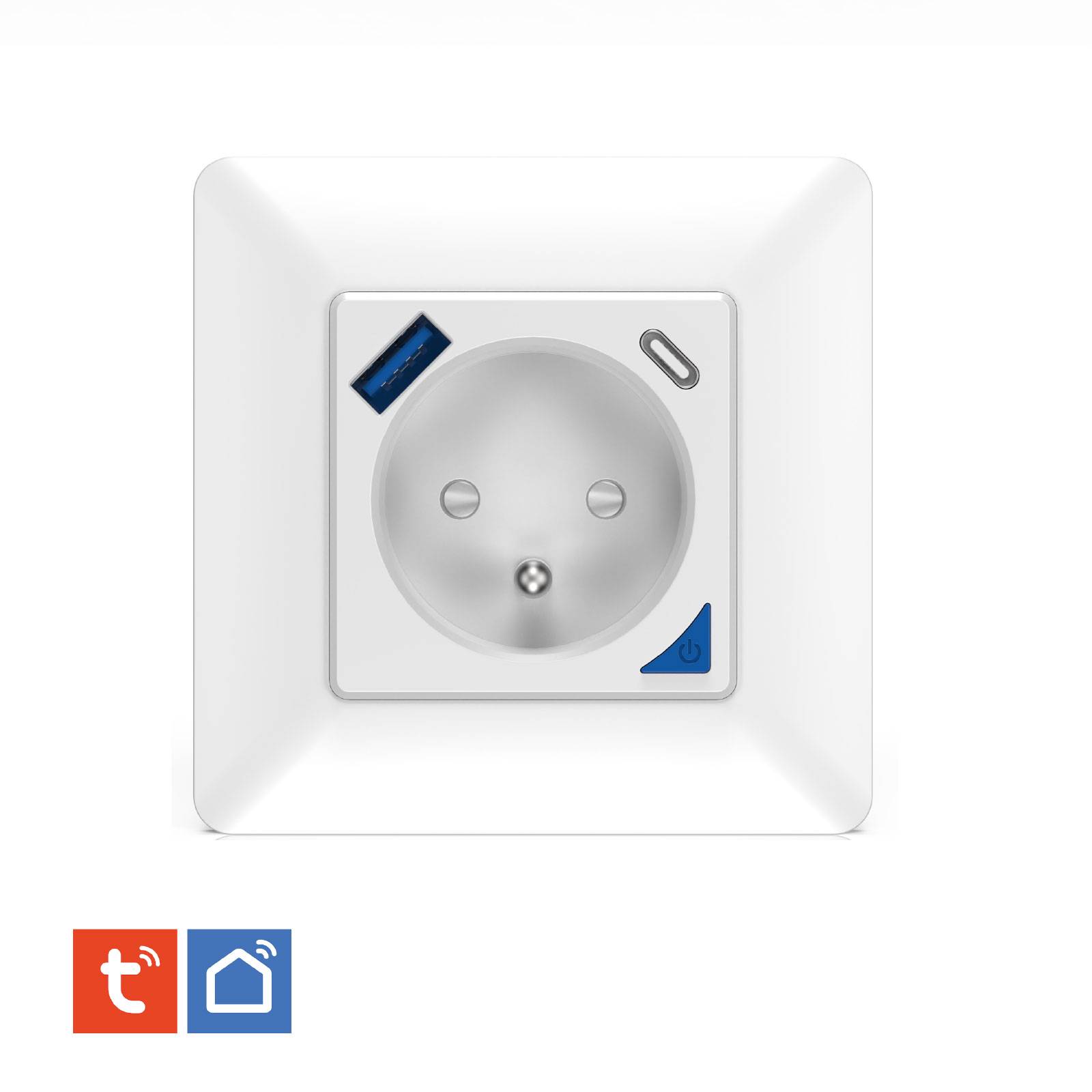 Prise intérieure encastrée 3000W & Ports USB-A + USB-C (20 W) connectée Wifi-2
