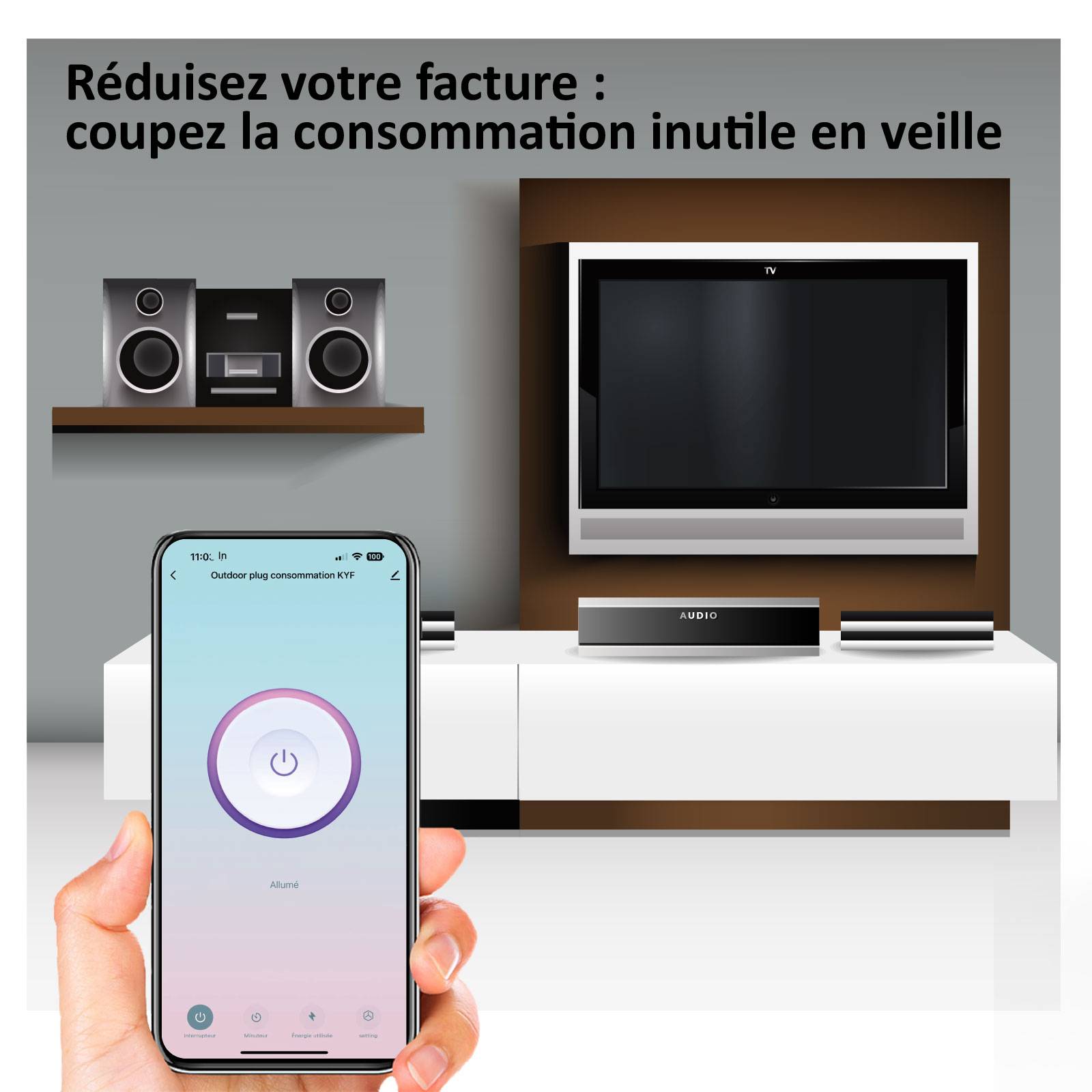 Image du symbole pour Prise intérieure encastrée 3000W & Ports USB-A + USB-C (20 W) connectée Wifi