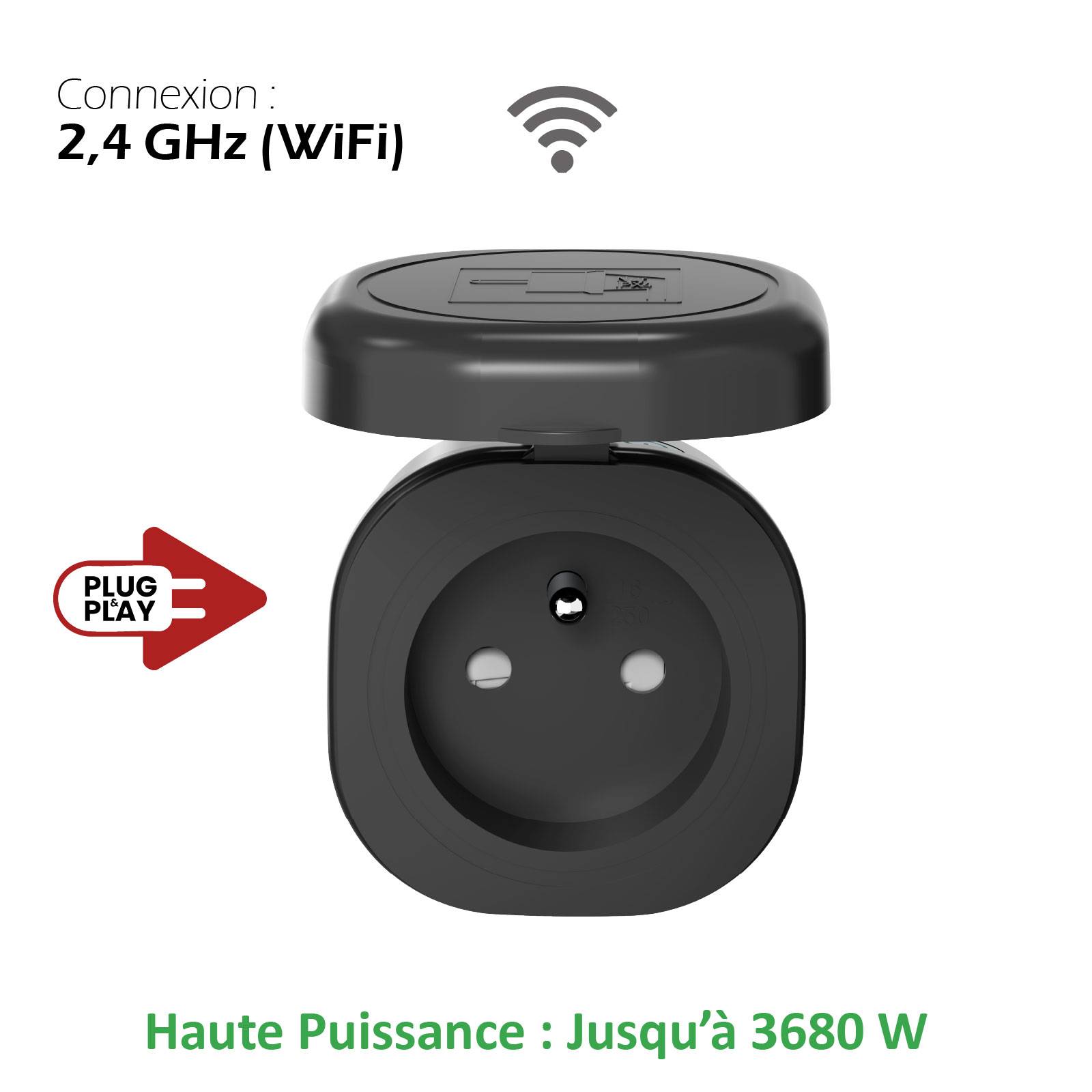 Lot de 3 Prises Extérieures (IP44) 3680W connectées Wifi-2