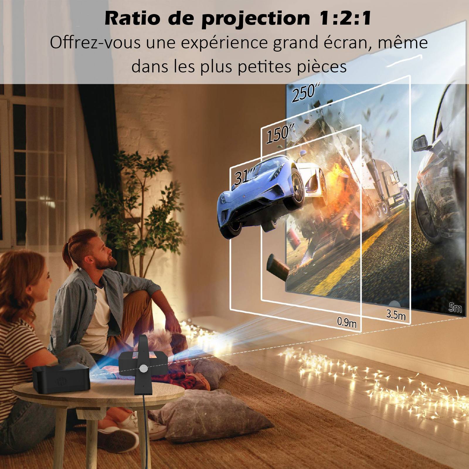 Vidéoprojecteur écranTactile 7’Android 12 4K + Enceintes Bluetooth 20W-5