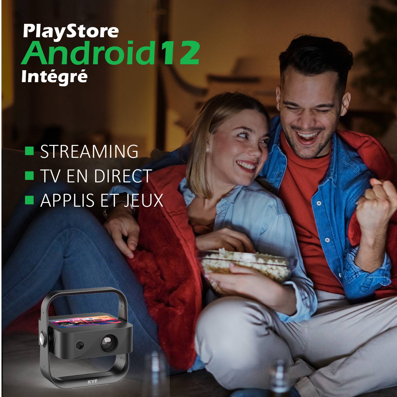 Vidéoprojecteur écranTactile 7’Android 12 4K + Enceintes Bluetooth 20W-1