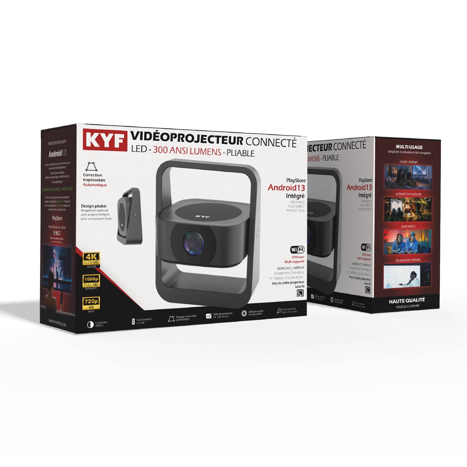 Vidéoprojecteur Pliable Android 13' 4K+ Enceintes Bluetooth 20W-4
