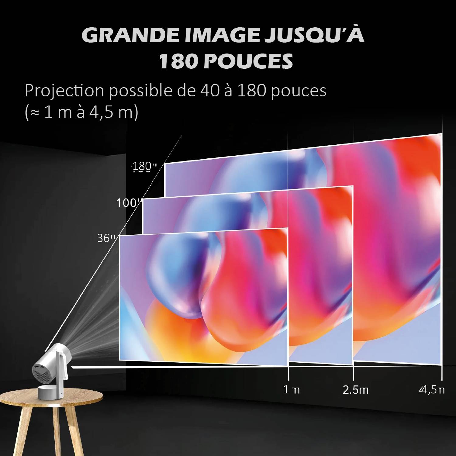 Vidéoprojecteur Android 4K Wifi avec batterie + enceinte 20W-4