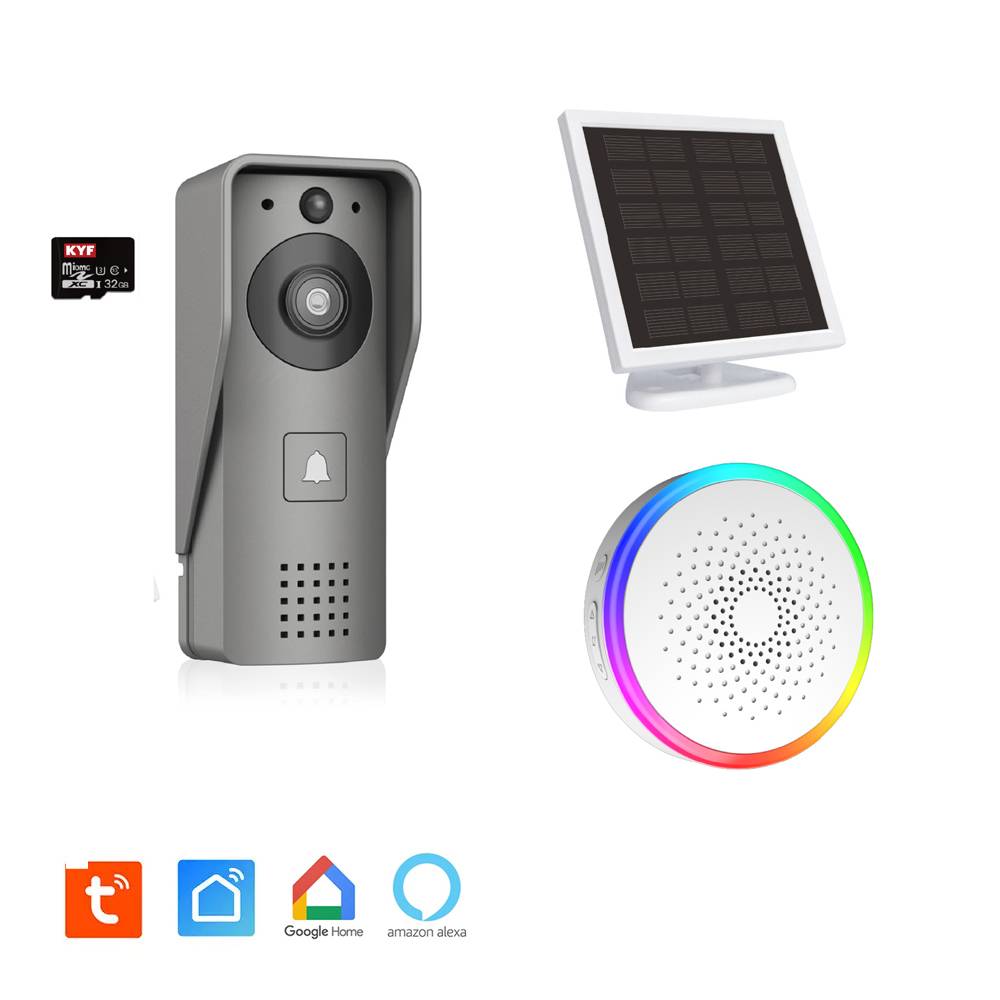 Portier Vidéo Solaire connecté Wifi avec Carillon intérieur 60 mélodies-0
