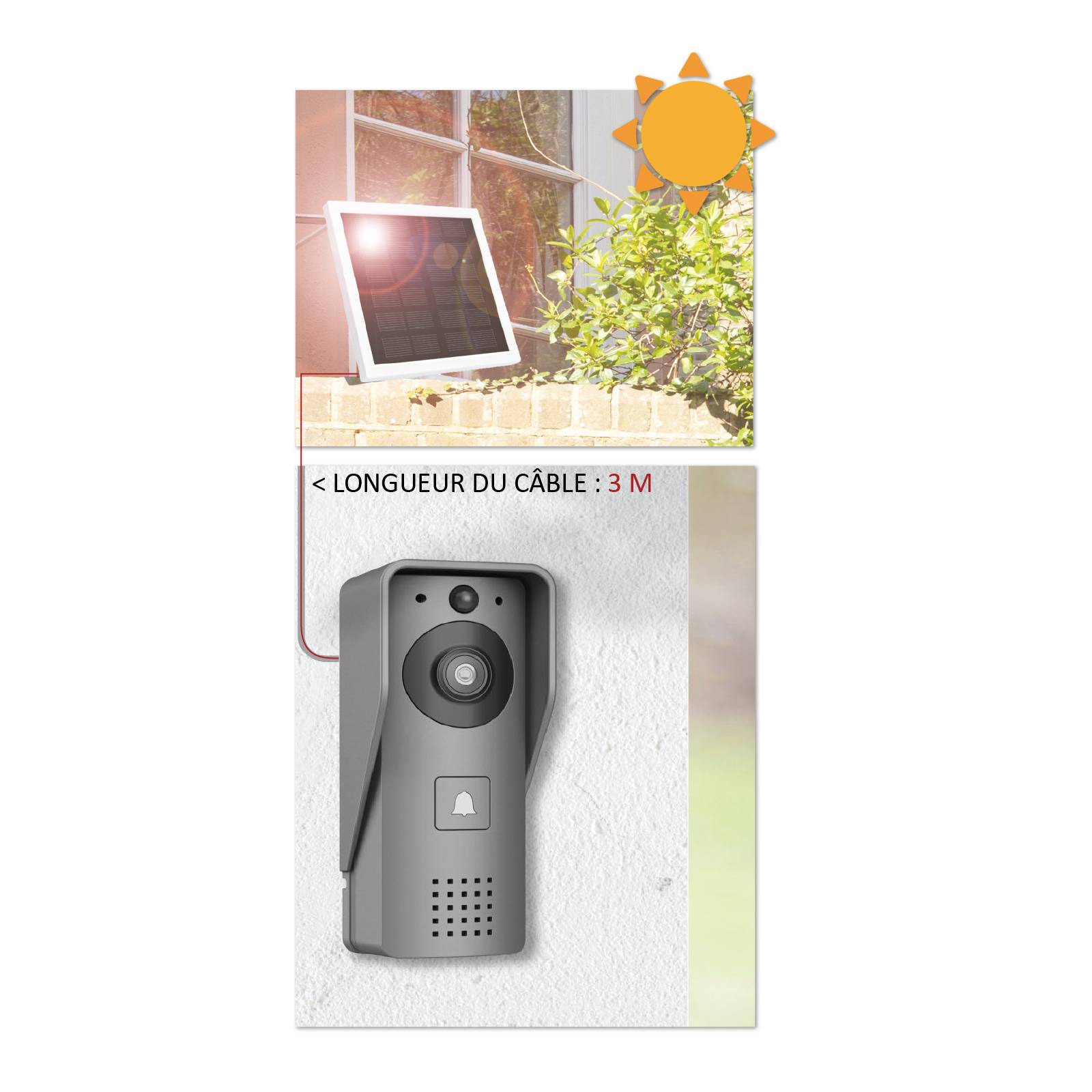 Portier Vidéo Solaire connecté Wifi avec Carillon intérieur 60 mélodies-3
