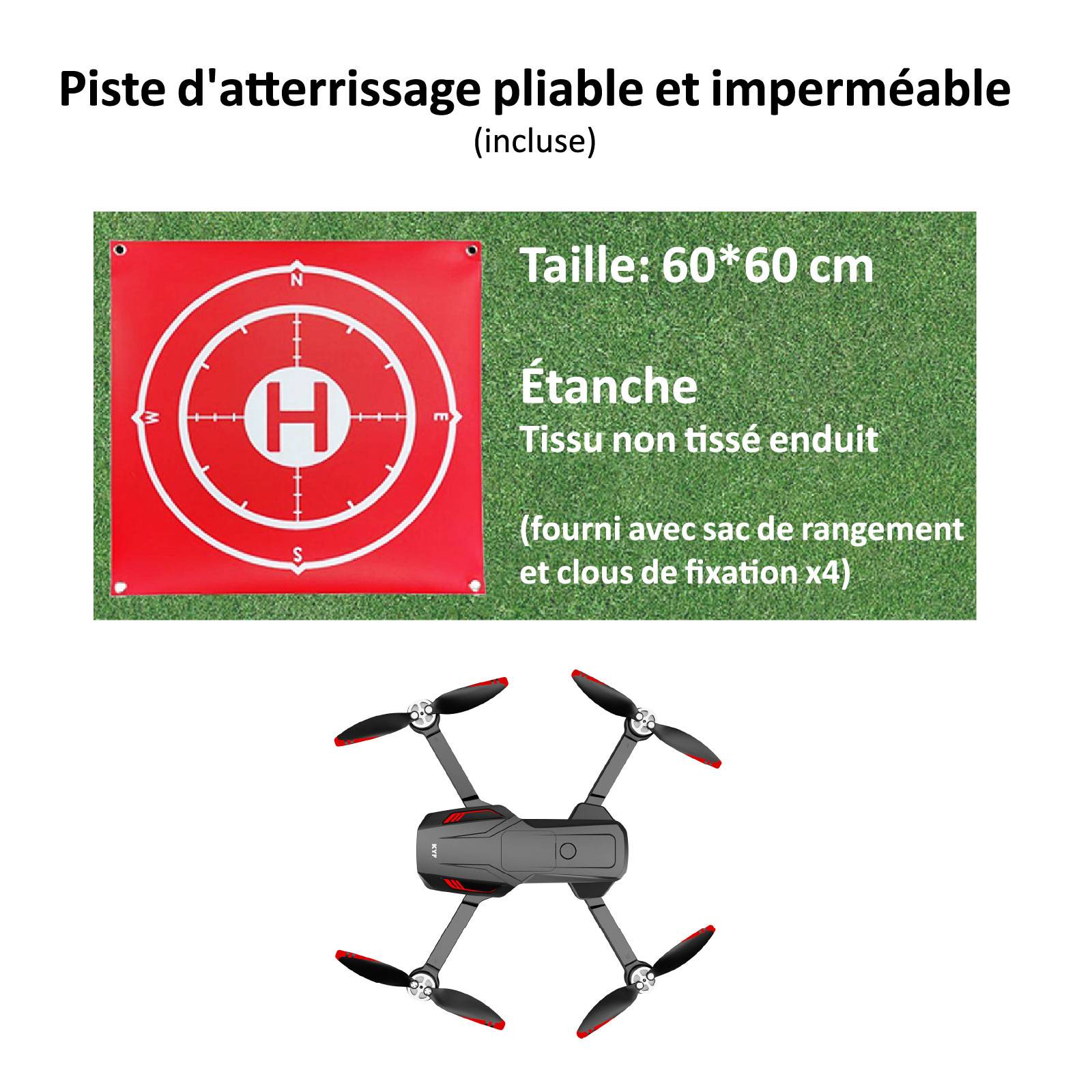 Drone Caméra Gimbal 3 axes Capteur 360° 8K HD Avec Télécommande écran 4,5’’-4