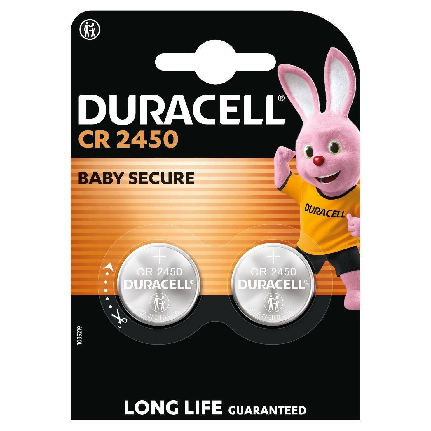 Pile Duracell au lithium, pile bouton, CR2450, électronique 3 V, blister de vente au détail (paquet de 2)-2