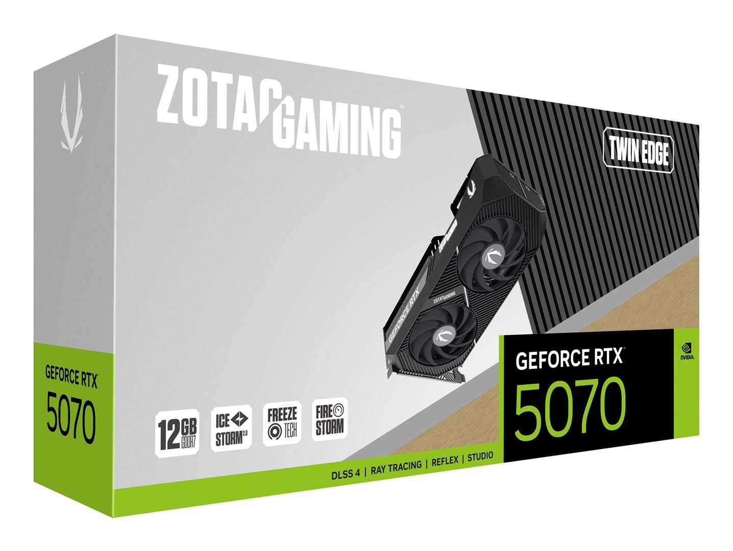 Zotac GAMING GeForce RTX 5070 Twin Edge, GeForce RTX 5070, 12 Go, GDDR7, 192 bit, 7680 x 4320 pixels, PCI Express x16 5.-8