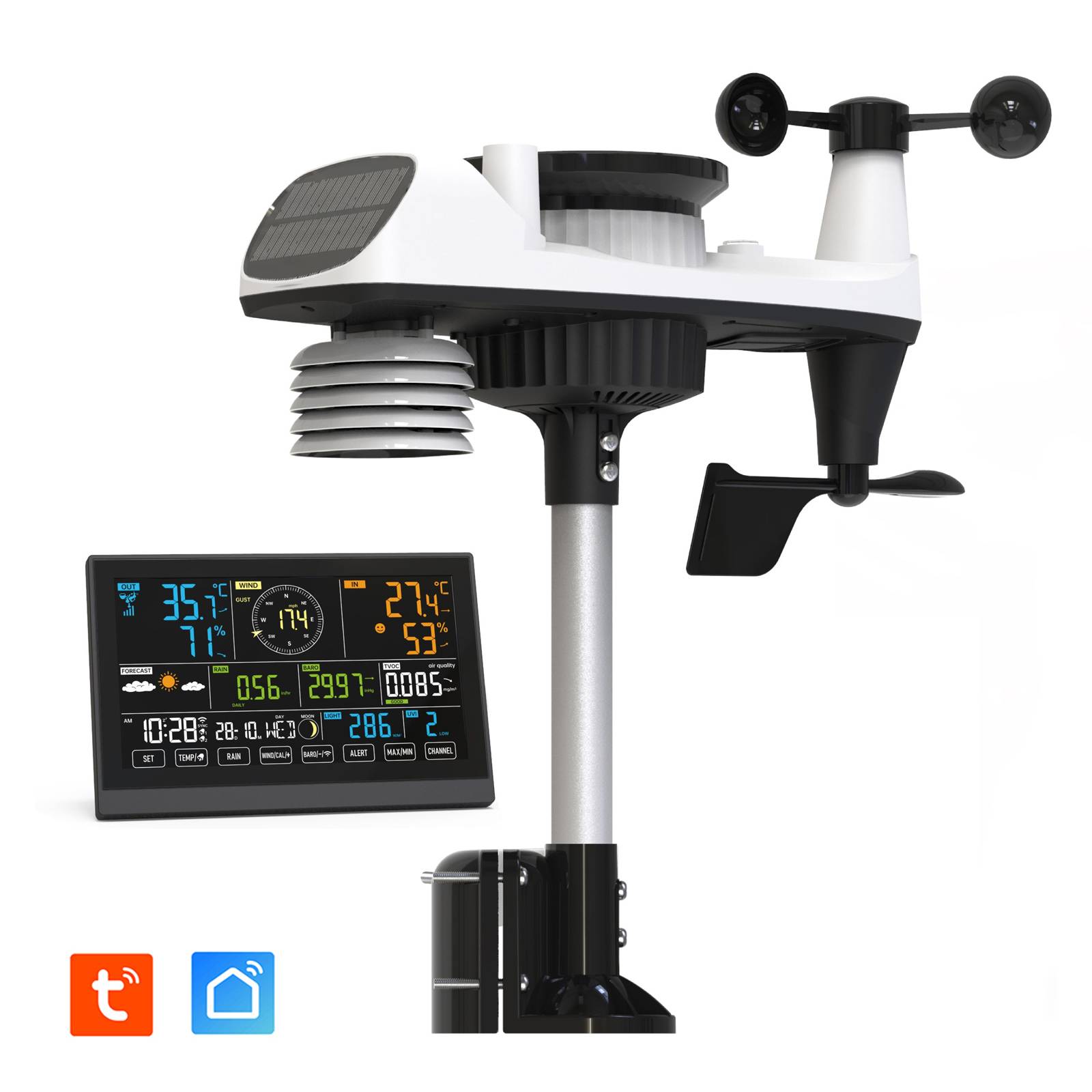 Station Météo professionnelle connectée Wifi – 8 en 1 + thermomètre-0