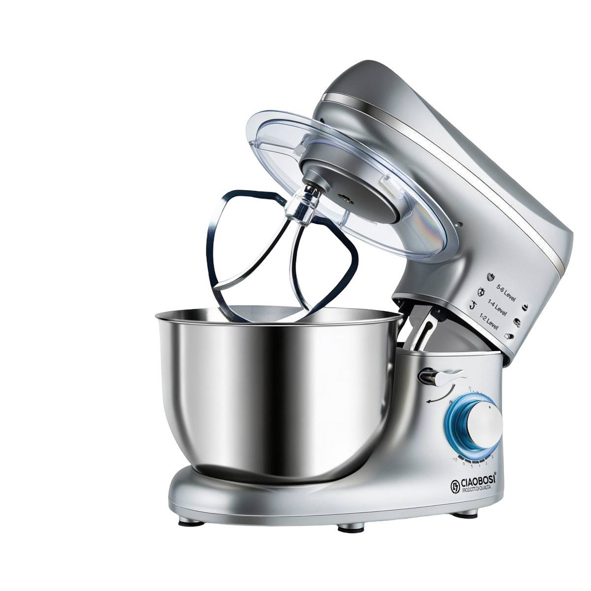 Robot Pâtissier 5,5L 1400W 6 Vitesses avec Bol en Inox et Couvercle-1