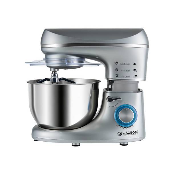 Robot Pâtissier 5,5L 1400W 6 Vitesses avec Bol en Inox et Couvercle