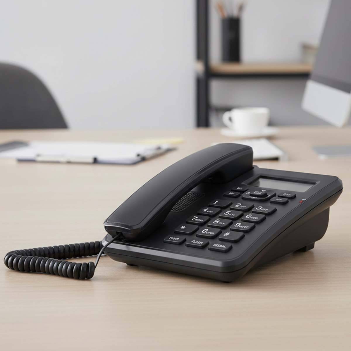 Téléphone Fixe Filaire avec Haut-parleur - Numérotation Rapide - Écran LCD-1