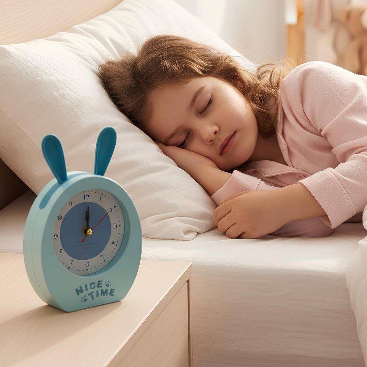 Réveil Analogique pour Enfant Design Oreilles de Lapin Modèle Nice Time-1