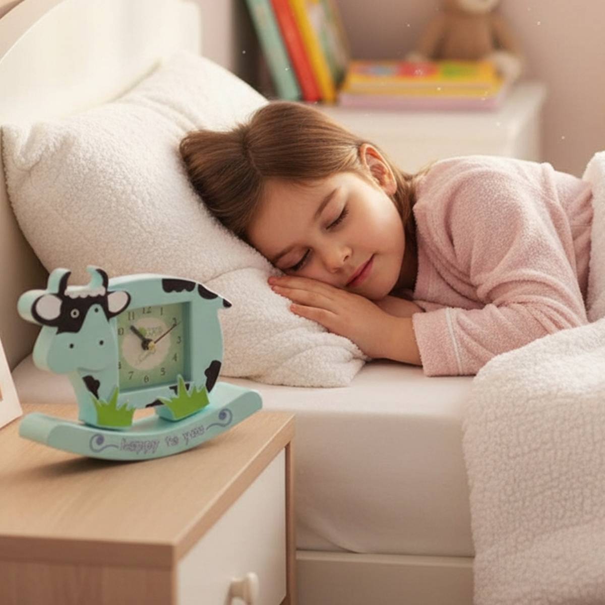 Réveil Analogique pour Enfant en Forme de Vache Modèle Happy to You-3