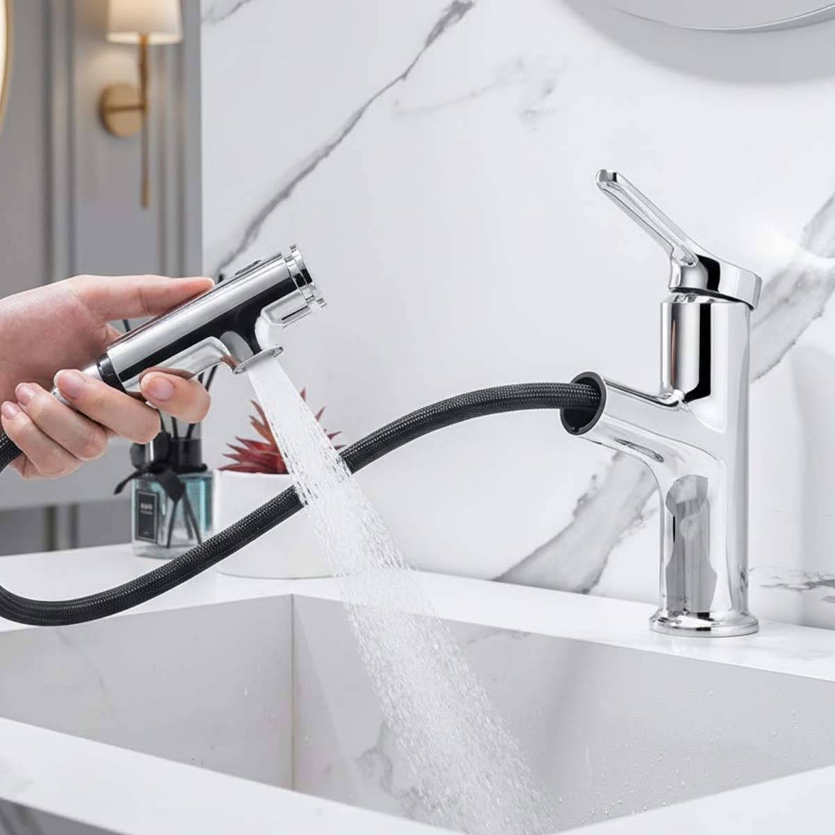 Robinet de Lavabo Extensible Multifonction avec Fonction Rinçage Buccal-2