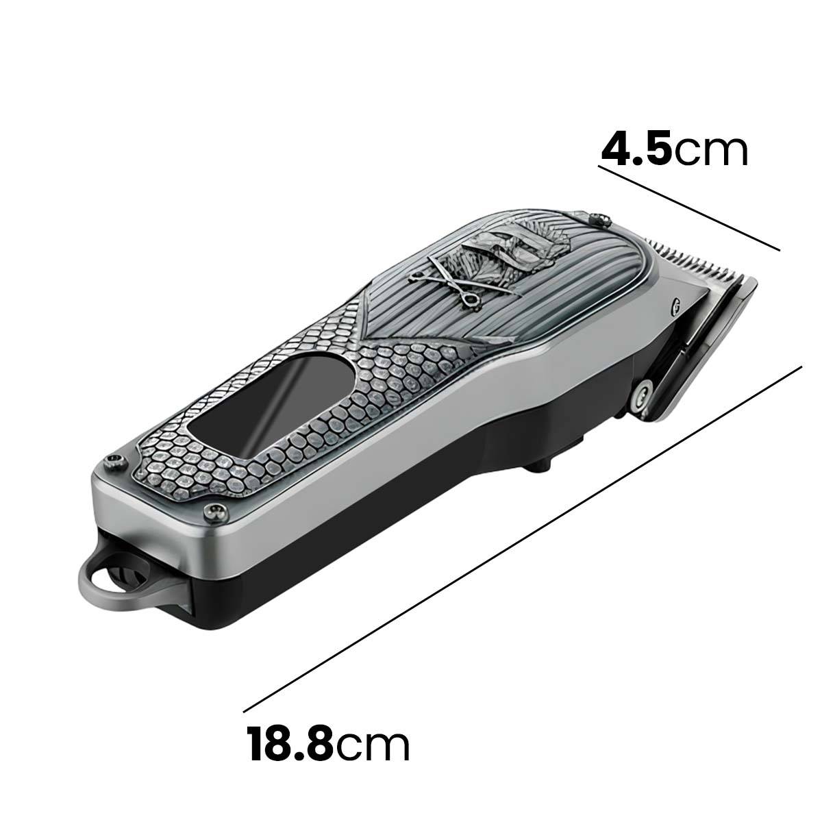 Tondeuse USB-C 5W Sans Fil 2000mAh Motif Ciseaux et Barbe avec Écran LED-3