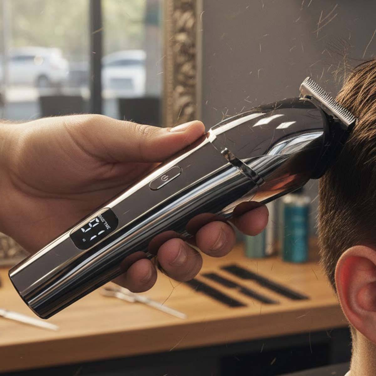Tondeuse Cheveux Sans Fil 5W Étanche Rechargeable avec écran LED-2