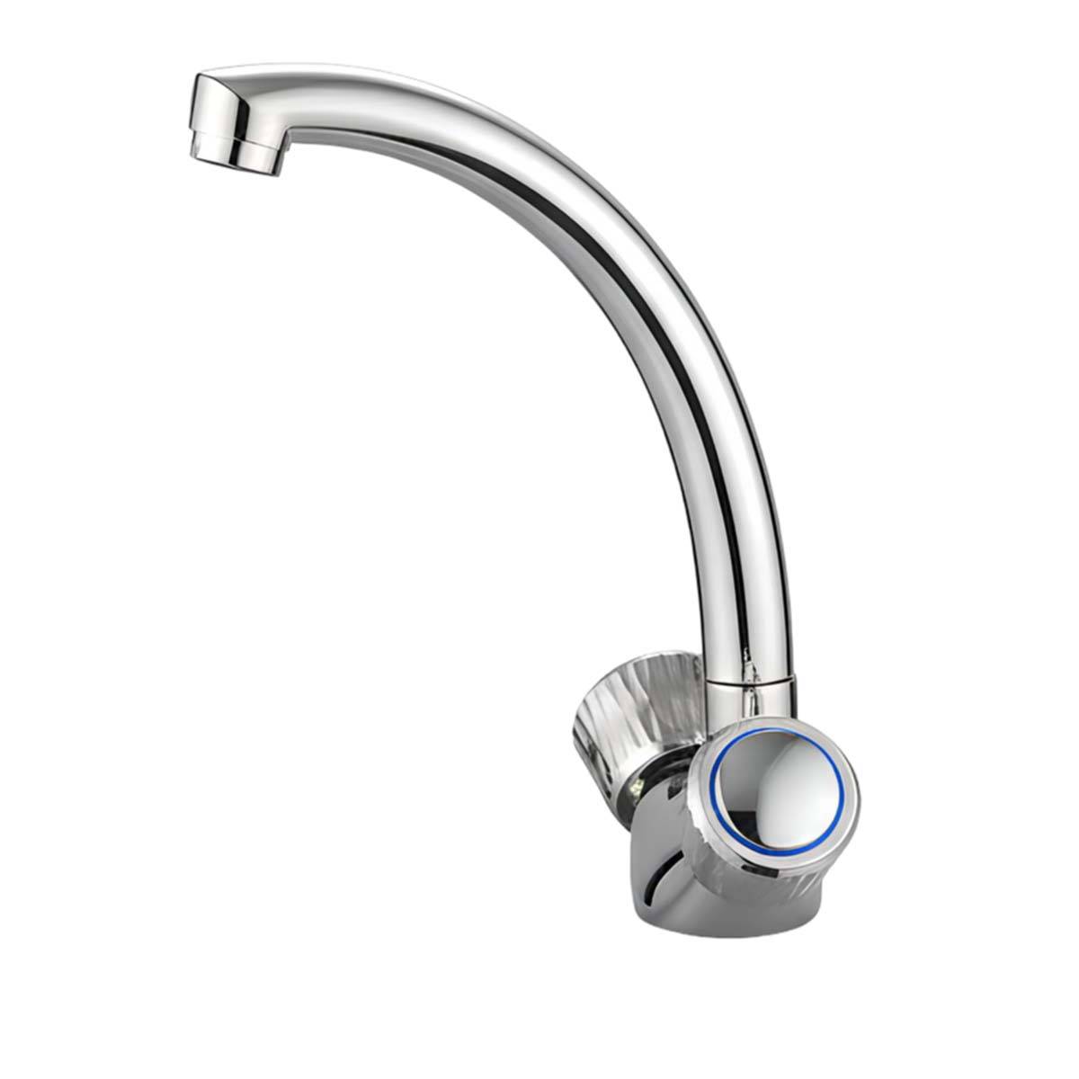 Robinet de Lavabo Double Commande Chromé Bec Haut Courbé Eau Chaude et Froide-3