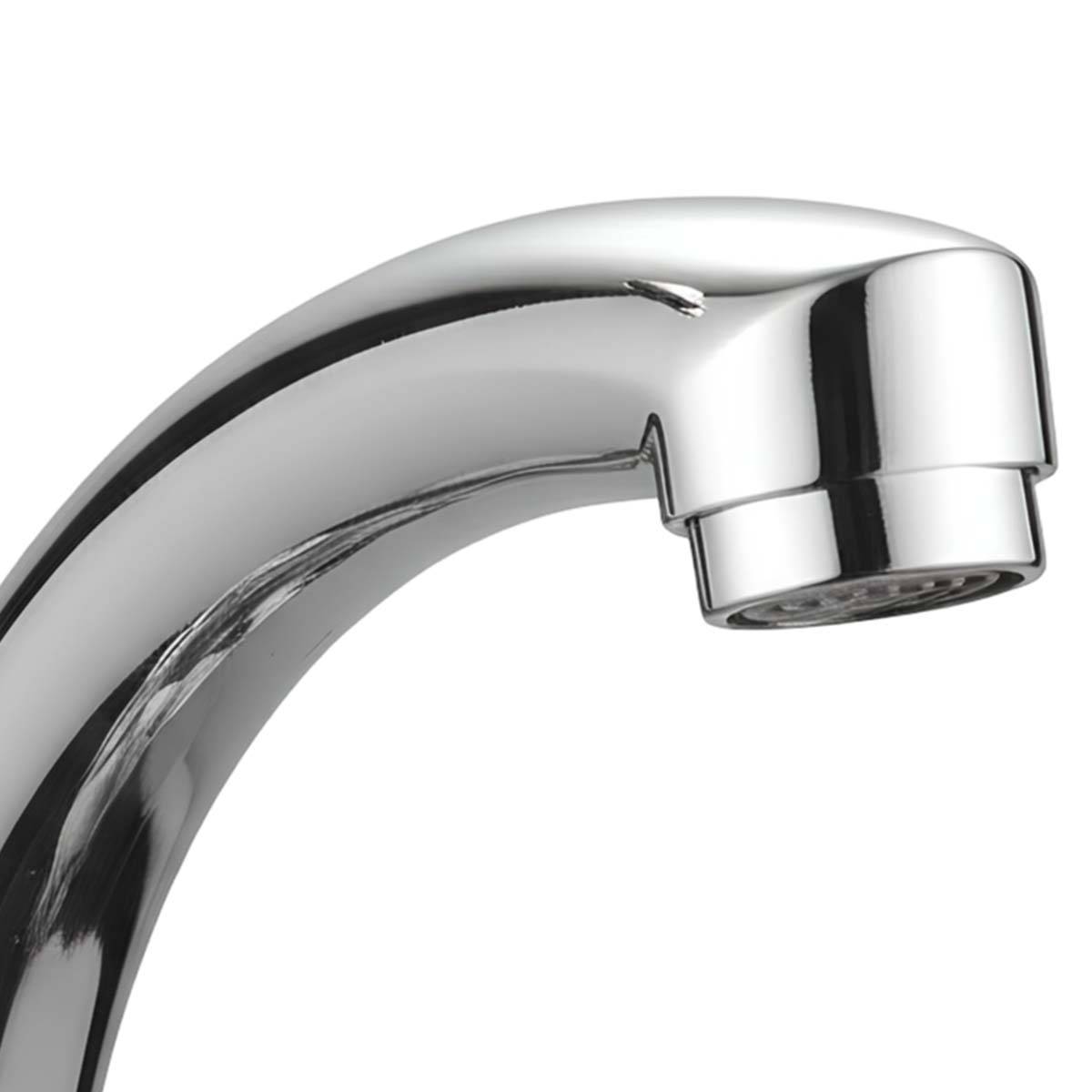 Robinet de Lavabo Double Commande Chromé Bec Haut Courbé Eau Chaude et Froide-4