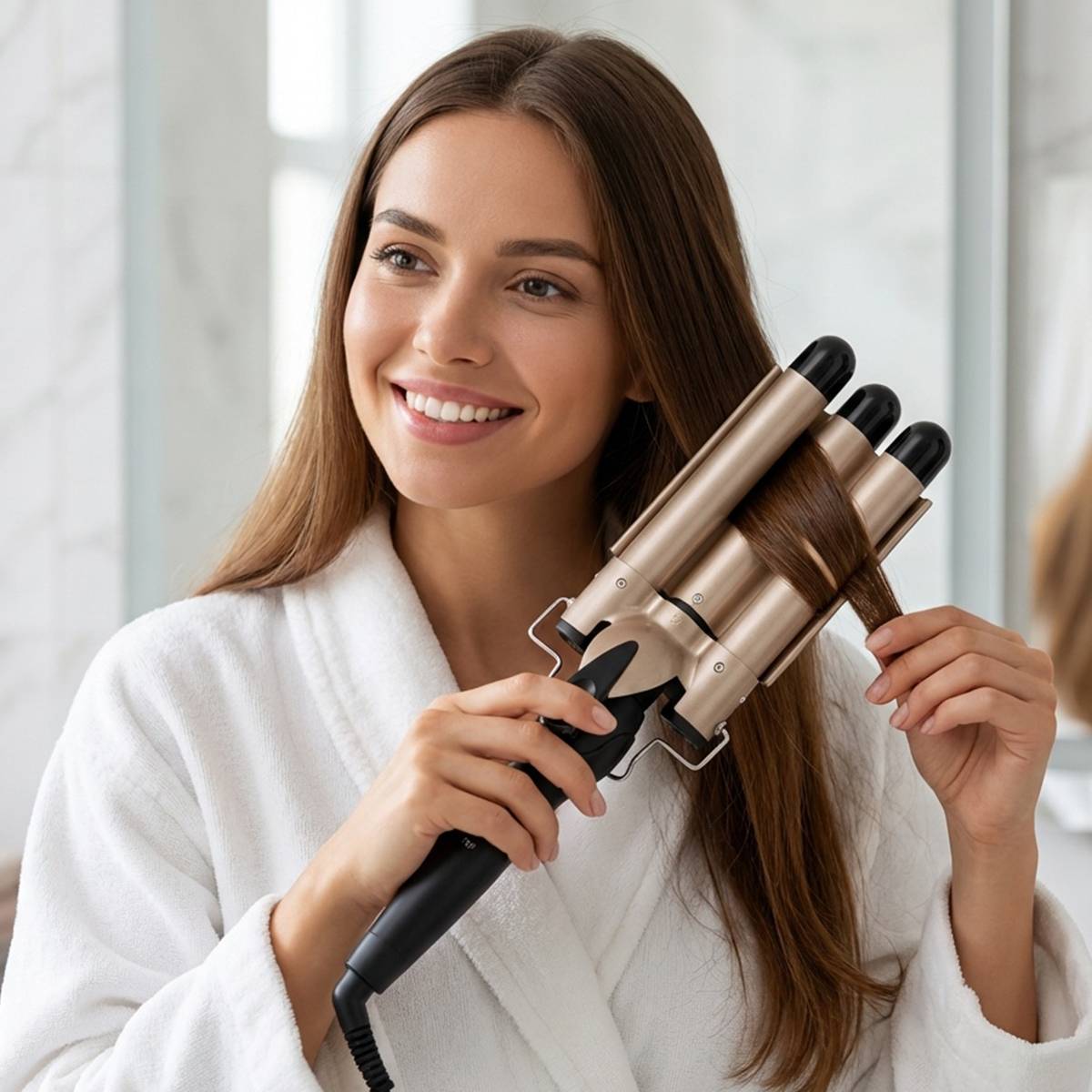 Fer À Boucler Triple Tube Céramique 70W avec Chauffage Rapide PTC-2
