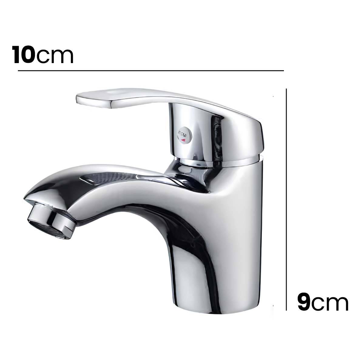 Robinet de Lavabo Monocommande 10×9cm Finition Chromée Eau Chaude et Froide-3