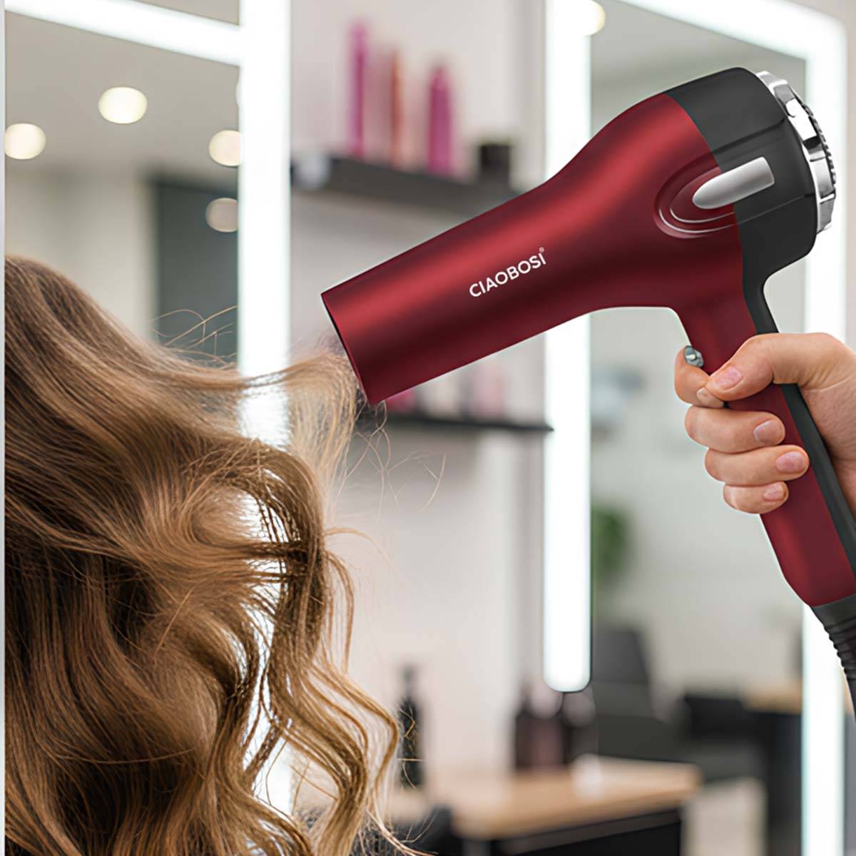 Sèche-Cheveux Électrique 1400W avec Air Froid et Vitesses Réglables-2