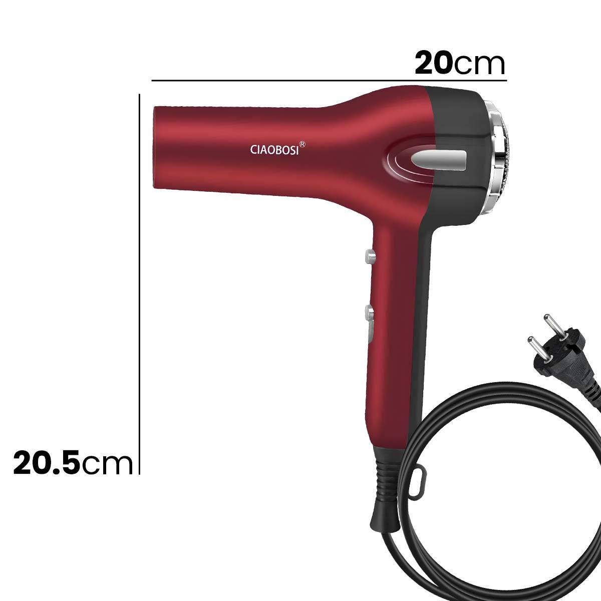 Sèche-Cheveux Électrique 1400W avec Air Froid et Vitesses Réglables-3