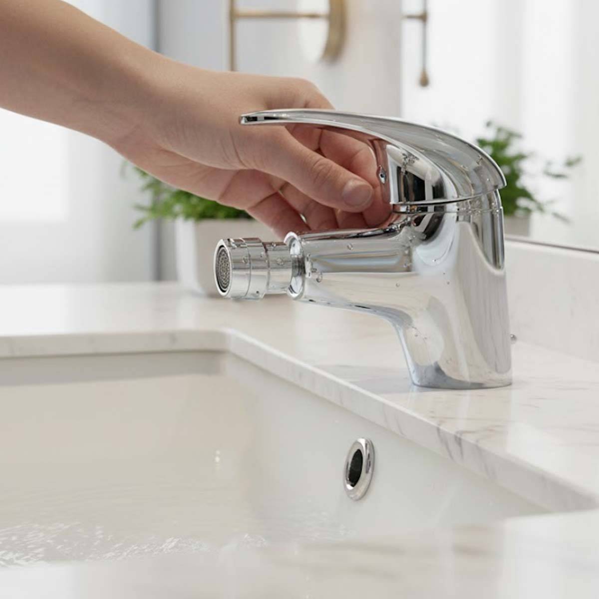 Robinet de Lavabo Monocommande Chromé 12x11cm Eau Chaude et Froide-2