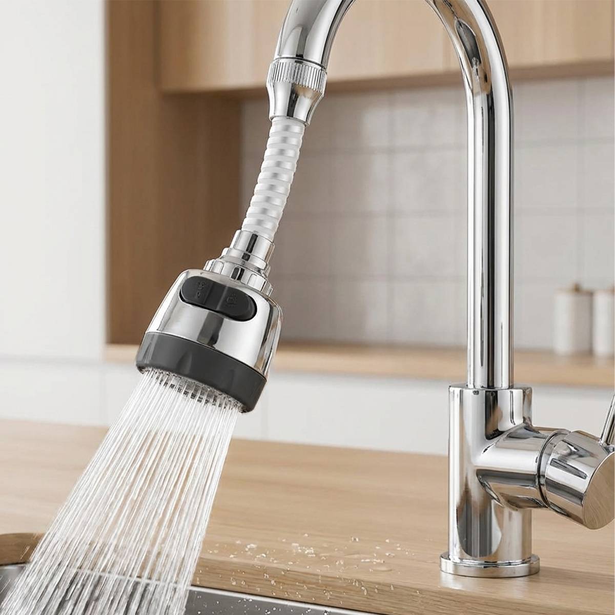 Diffuseur d’Eau et Filtre de Robinet Pivotant avec Jet Réglable en Acier Inoxydable-2