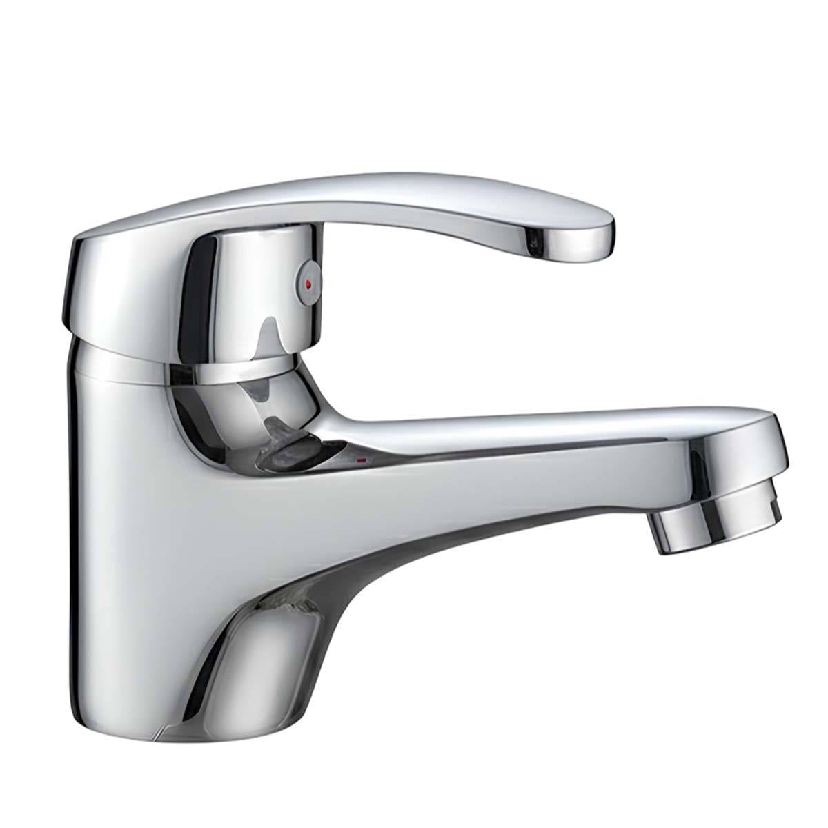 Robinet de Lavabo Monocommande 11×8cm Finition Chromée Eau Chaude et Froide-0