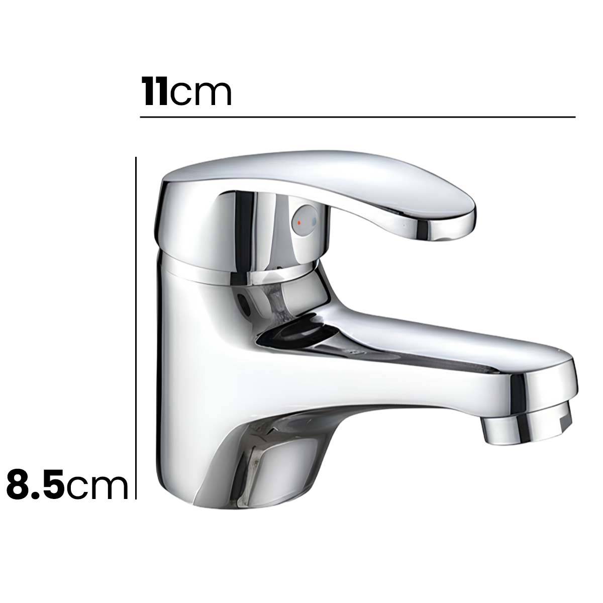 Robinet de Lavabo Monocommande 11×8cm Finition Chromée Eau Chaude et Froide-3