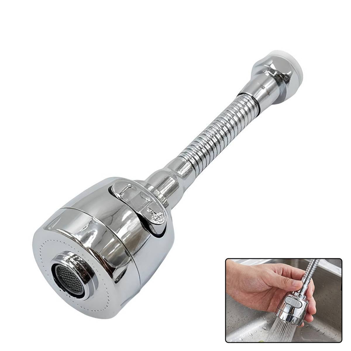 Diffuseur d’Eau et Filtre de Robinet Modelable avec Jet Réglable et Finition Chrome-0