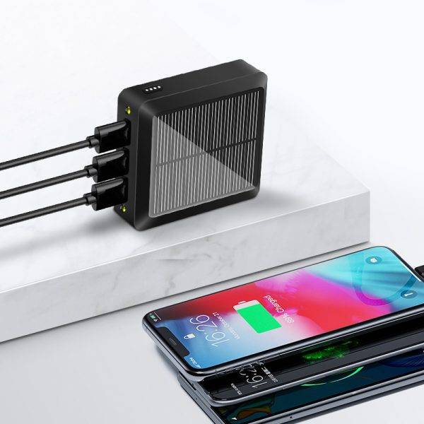 Batterie Externe Compacte Rechargeable Solaire & USB – Triple sortie USB – 10000mAh-1
